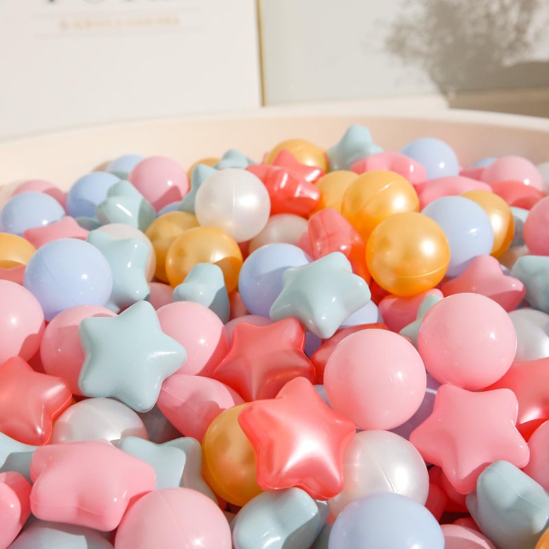 Trendplay Star Ball Pit Balls للأطفال الصغار - 50 Count Star Balls أشكال مختلفة للمهرجان الديكور الحفلات في الهواء الطلق للأطفال (Pearl Red Gold Green Pink) - Image 2