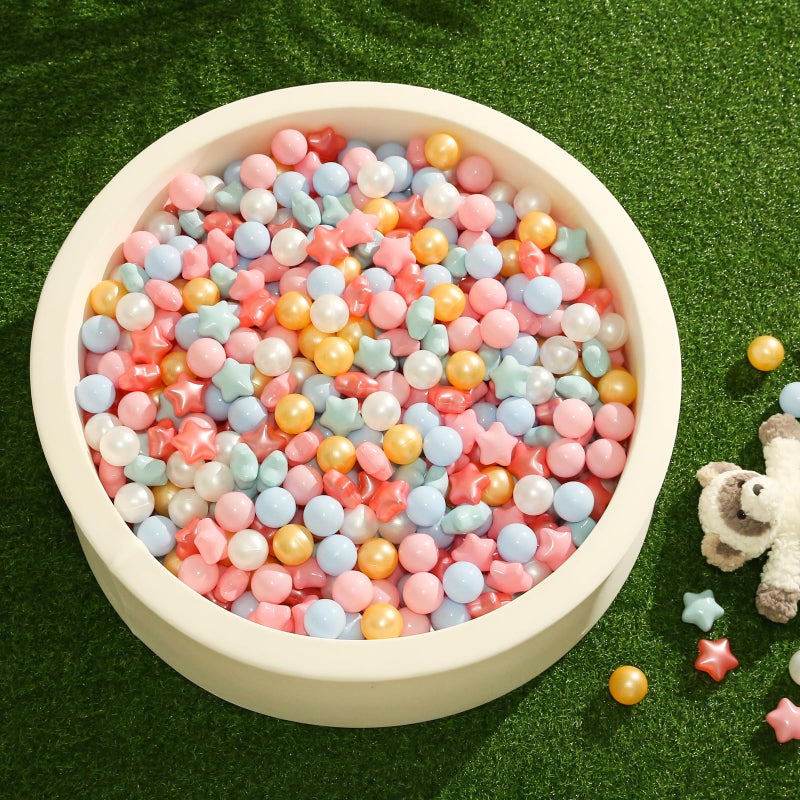 Trendplay Star Ball Pit Balls للأطفال الصغار - 50 Count Star Balls أشكال مختلفة للمهرجان الديكور الحفلات في الهواء الطلق للأطفال (Pearl Red Gold Green Pink) - Image 3