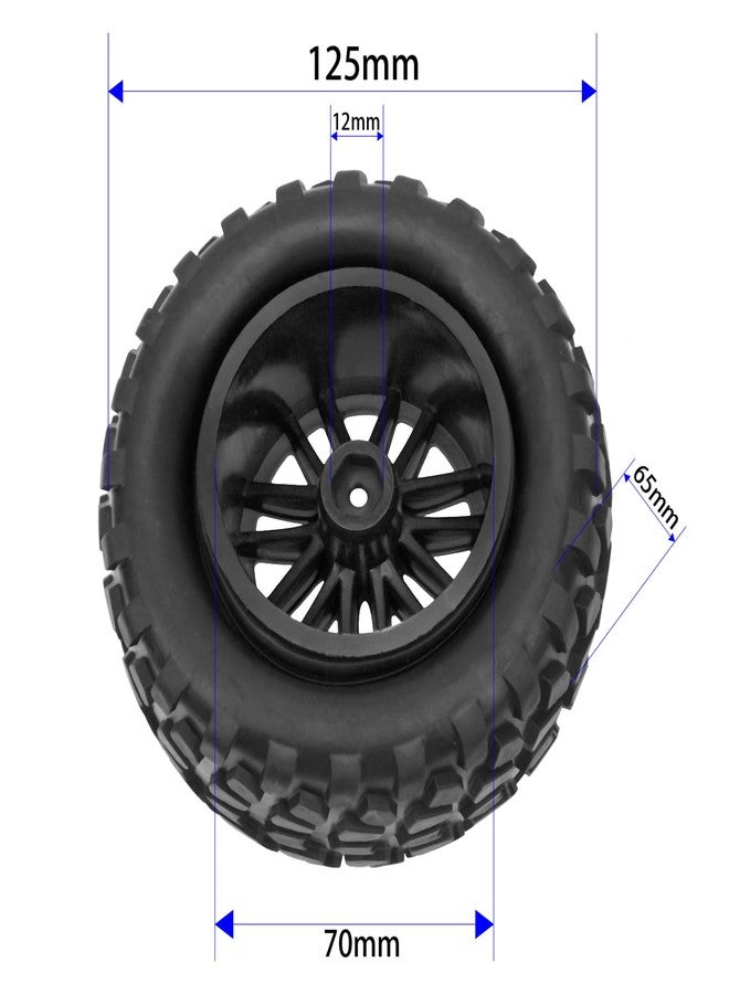 Vgoohobby 4Pcs OD 4.9" RC Wheel Rim Rubber Tires Set 12mm Hex Compatible with HSP Redcat Exceed Tamiya HPI Kyosho 1/10 Off-Road Buggy Monster Short-Course Truck Car - Image 4