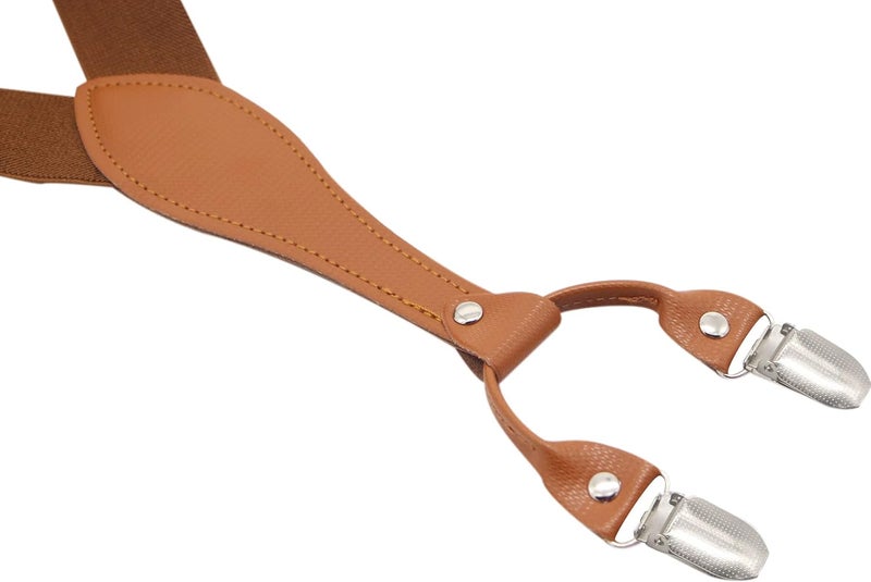 Timiot Mens Suspender Wide Leather 6 Metal Clips Adjustable Straps Y Shape - Image 4