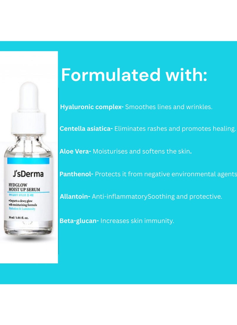 J'sDerma - Hydrating Face Serum with Panthenol, Betaine, and Aloe Vera Extract for Moisturization Hydglow Moist Up Serum 30ml - Image 1