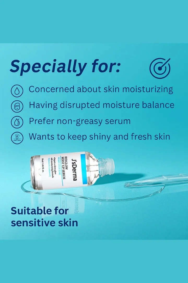 J'sDerma Hydrating Face Serum with Panthenol, Betaine, and Aloe Vera Extract for Moisturization Hydglow Moist Up Serum 30ml