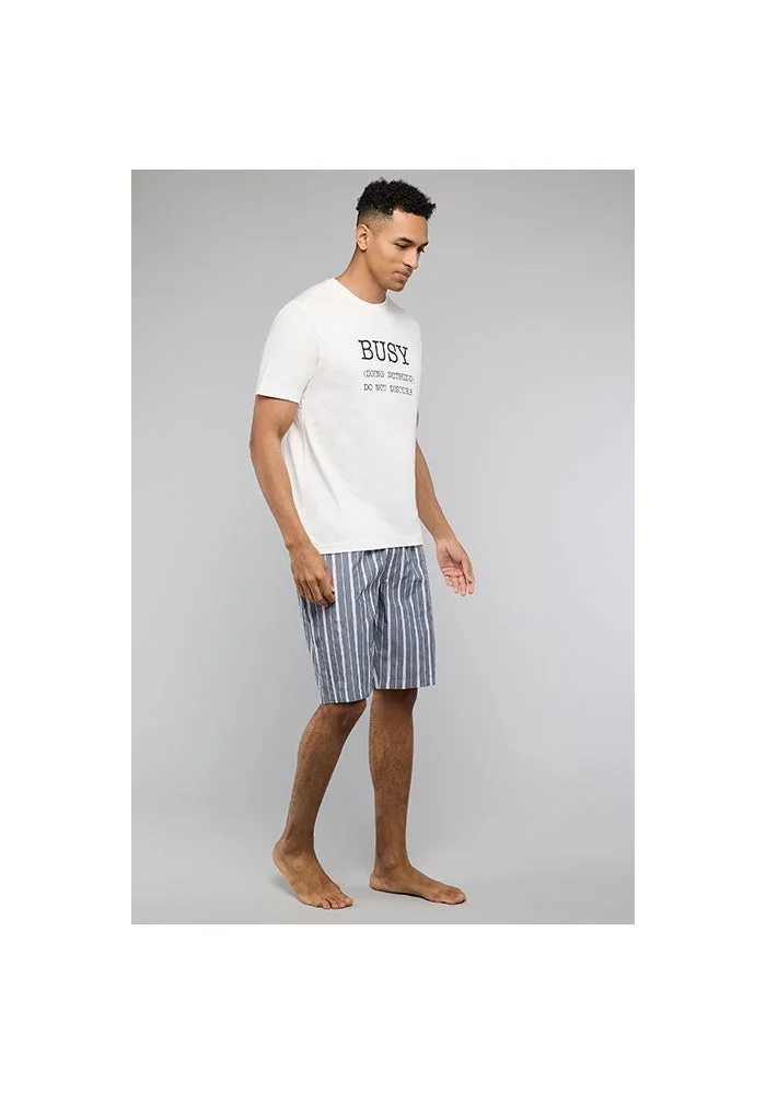 R&b  Striped Shorts Pyjama Set for Men | Best Price UAE