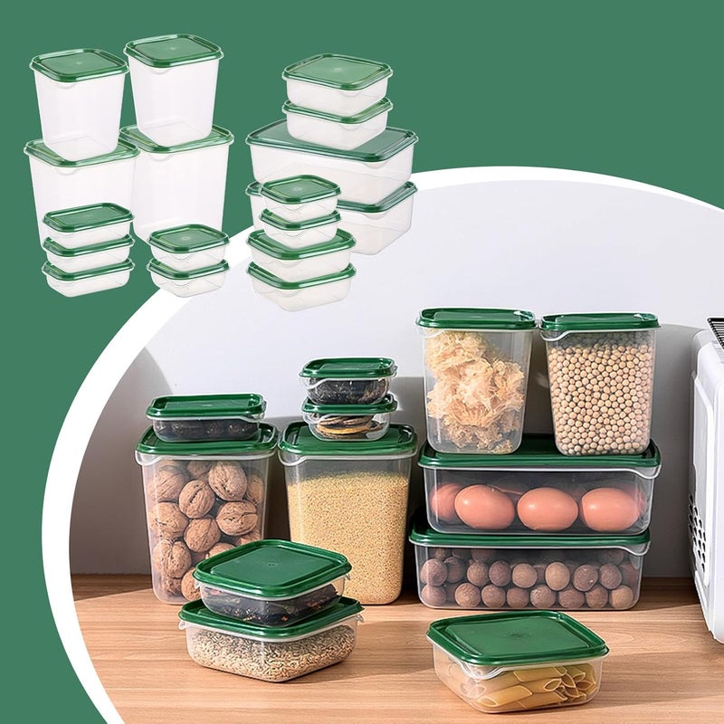 كلاراكو مجموعة من 17 حاوية تخزين طعام بأغطية من كلاركو (17 حاوية و17 غطاءً محكم الإغلاق)، صناديق تنظيم شفافة للثلاجة، حاوية بلاستيكية مانعة للتسرب لتحضير الوجبات لتنظيم المخزن والمطبخ - Image 2