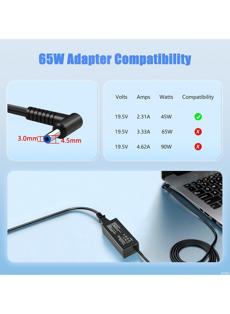 Green Tiger 65W 45W Laptop Charger شاحن لابتوب for HP Notbook 15 Charger, Pavilion x360, Envy, Spectre, Elitebook 840 850 845 830 820 G8 G7 G6, ProBook Laptop Power Supply Cord, HP Blue Tip AC Adapter - Image 4