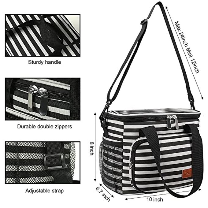 Femuar Lunch Bags for Women/Men, Insulated Lunch Bag for Work Office Picnic Lunch Cooler Bag Leakproof Lunch Box with Adjustable Shoulder Strap Stripe - Image 3