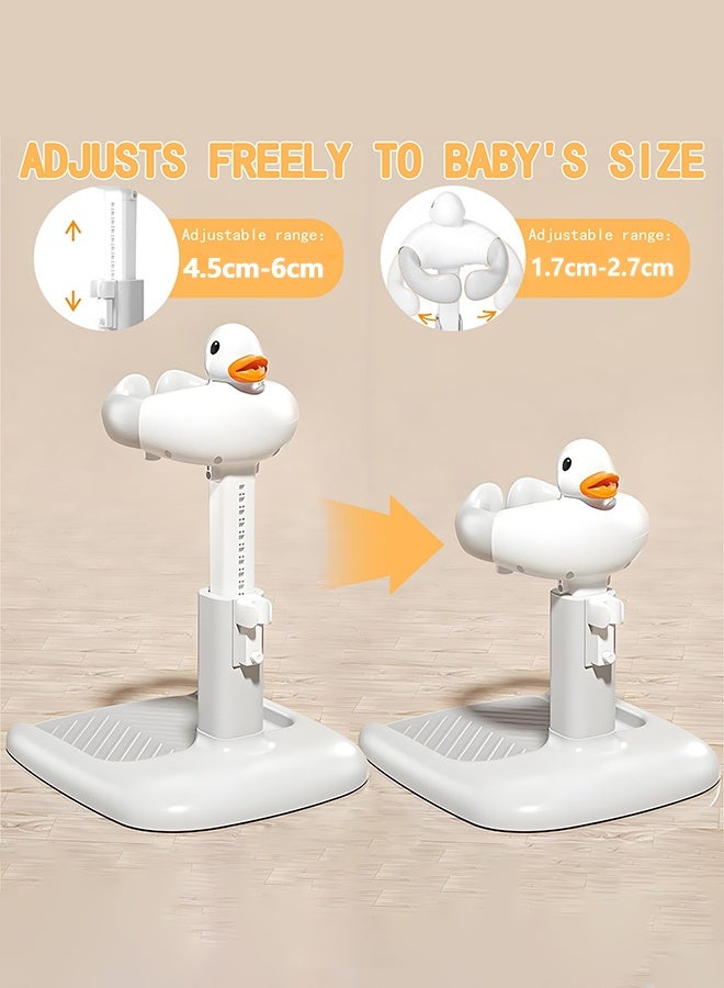 شو وو حامل استحمام الطفل وحامل حمام الطفل، حامل حمام قائم قابل للتعديل بقاعدة مانعة للانزلاق وتصميم مضاد للقرص للأطفال من عمر 6 إلى 36 شهرًا (رمادي) - Image 3