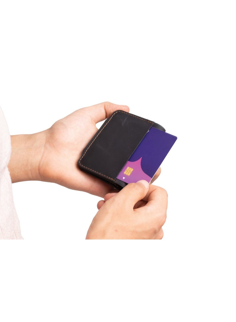 Ar supply Ar Legacy Card Holder by Arij Bags | Card Holder, Genuine Leather, 6 Card Slots, Snap Button Closure, Daily Use (10 × 8 × 0.75 cm) (Black) - Image 5