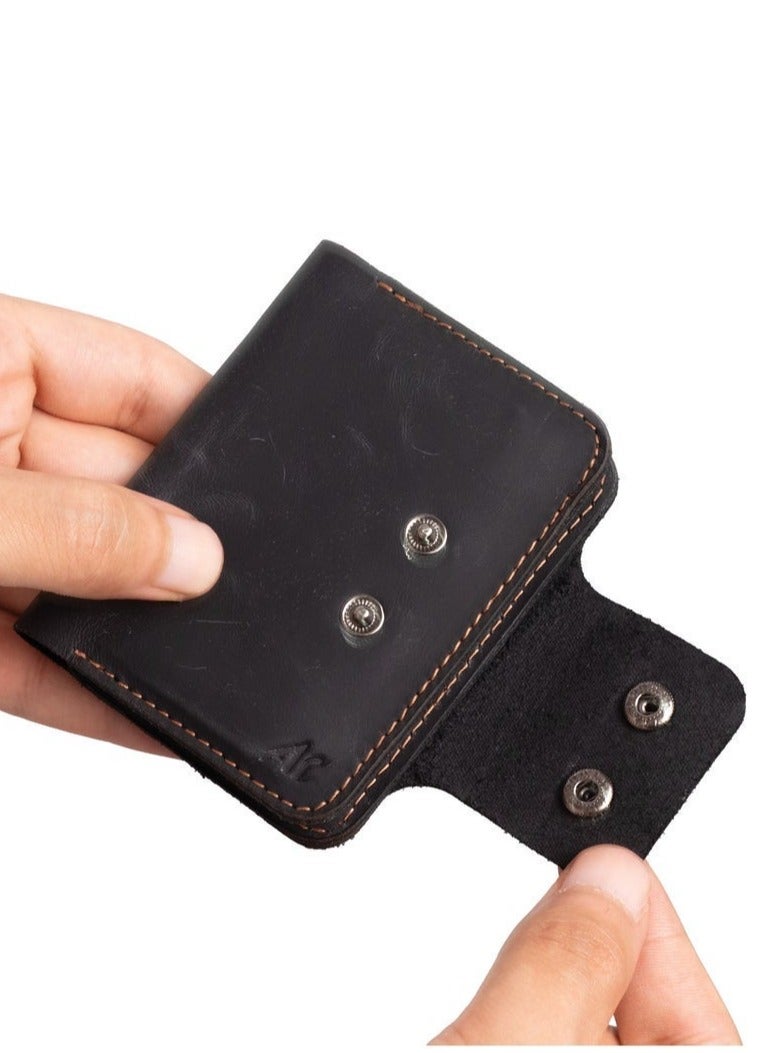 Ar supply Ar Legacy Card Holder by Arij Bags | Card Holder, Genuine Leather, 6 Card Slots, Snap Button Closure, Daily Use (10 × 8 × 0.75 cm) (Black) - Image 3