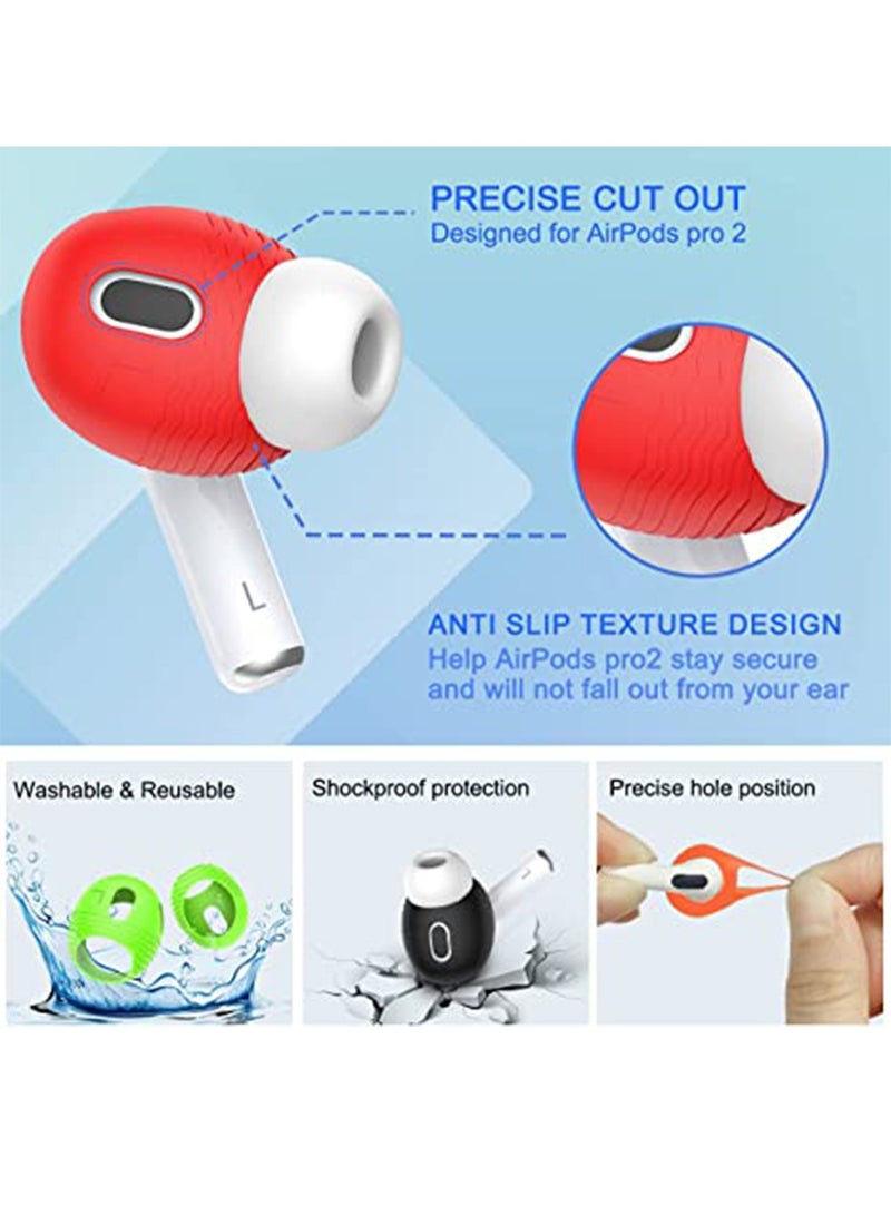5 Pairs for AirPods Pro 2 Ear Tips Covers 【Fit in The Charging Case】 Silicone Anti-Slip Ear Tips Covers Compatible with Apple AirPods Pro 2nd Generation 2022 【5 Color】 - Image 3