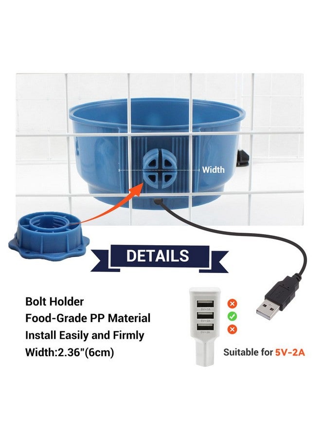 NAMSAN Indoor-Use Heated Water Bowl for Rabbits Cats, Dog Crate Water Bowl, 20 fl oz(600 ML), Heated Hanging Pet Kennel Cage Bowl Food & Water Feeder, Removable Small Animal Heated Bowl - Image 3