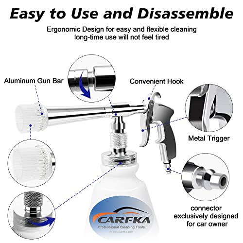 CARFKA Car Cleaning Gun, CARFKA High Pressure Car Detailing Wash Gun 1L Foam Bottle Wash Spray Bottle Nozzle with Metal Spinner - Image 4