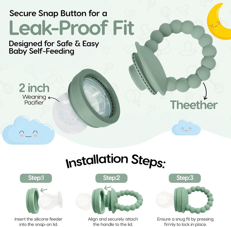 O'doe Odoe Baby Food Pacifier with 1 Feeder  3 Nipples  BPAFree FoodGrade Silicone  Teething Toy  Weaning Nibbler for Infants - Image 4