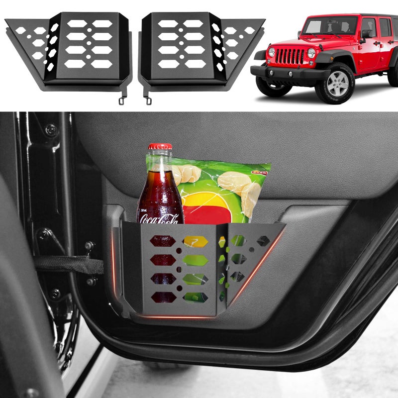 Utiiy Upgraded Metal Rear Door Pockets Storage Box for 20072018 Jeep Wrangler JK JKU 4 Door Side Insert Door Bags Molle Panel Organizer for Jeep Wrangler JK Interior Accessories 2PCS Rear for JK - Image 2