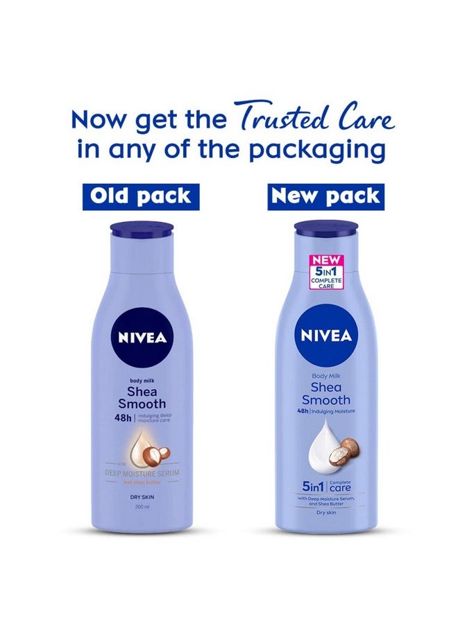 Nivea - Shea Smooth 200Ml Body Lotion 48 H Moisturization With Deep Moisture Serum & Shea Butter Non Greasy & Healthy Looking Skin For Dry Skin - Image 1