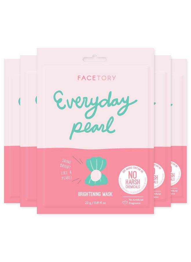 FACETORY Everyday Pearl Radiance Boosting Mask With No Harsh Chemicals Soft, Formfitting Face Mask, For All Skin Types Strengthening, Balancing, And Illuminating (Pack Of 5)  - Image 1