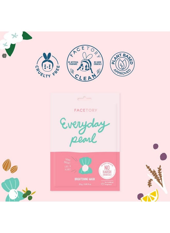 FACETORY Everyday Pearl Radiance Boosting Mask With No Harsh Chemicals Soft, Formfitting Face Mask, For All Skin Types Strengthening, Balancing, And Illuminating (Pack Of 5)  - Image 5
