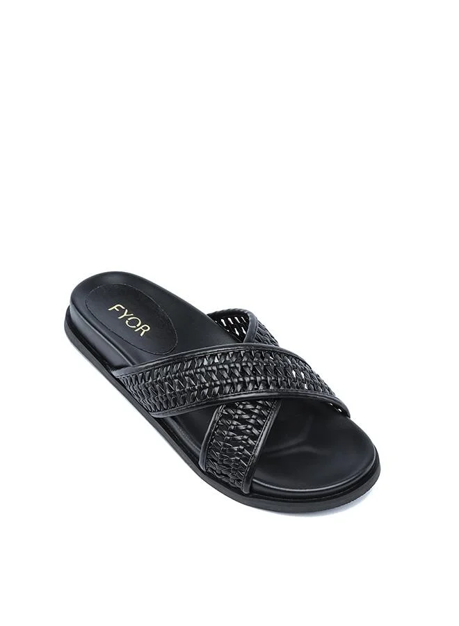 FYOR Stylish Woven Cross-Strap Slide AJ 014