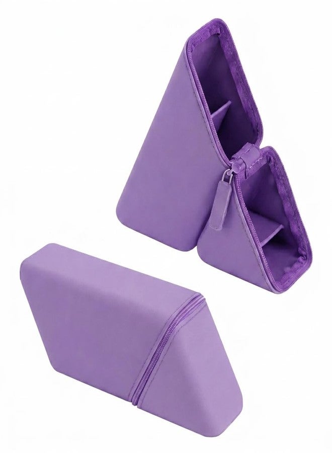 TAGUDA Makeup Pouch with Stand, Silicone Triangle Cosmetic Bag, Large Capacity Travel Makeup Organizer, Portable Toiletry Case with Zipper, Multifunction Pencil Case & Desk Organizer (Purple) - Image 1
