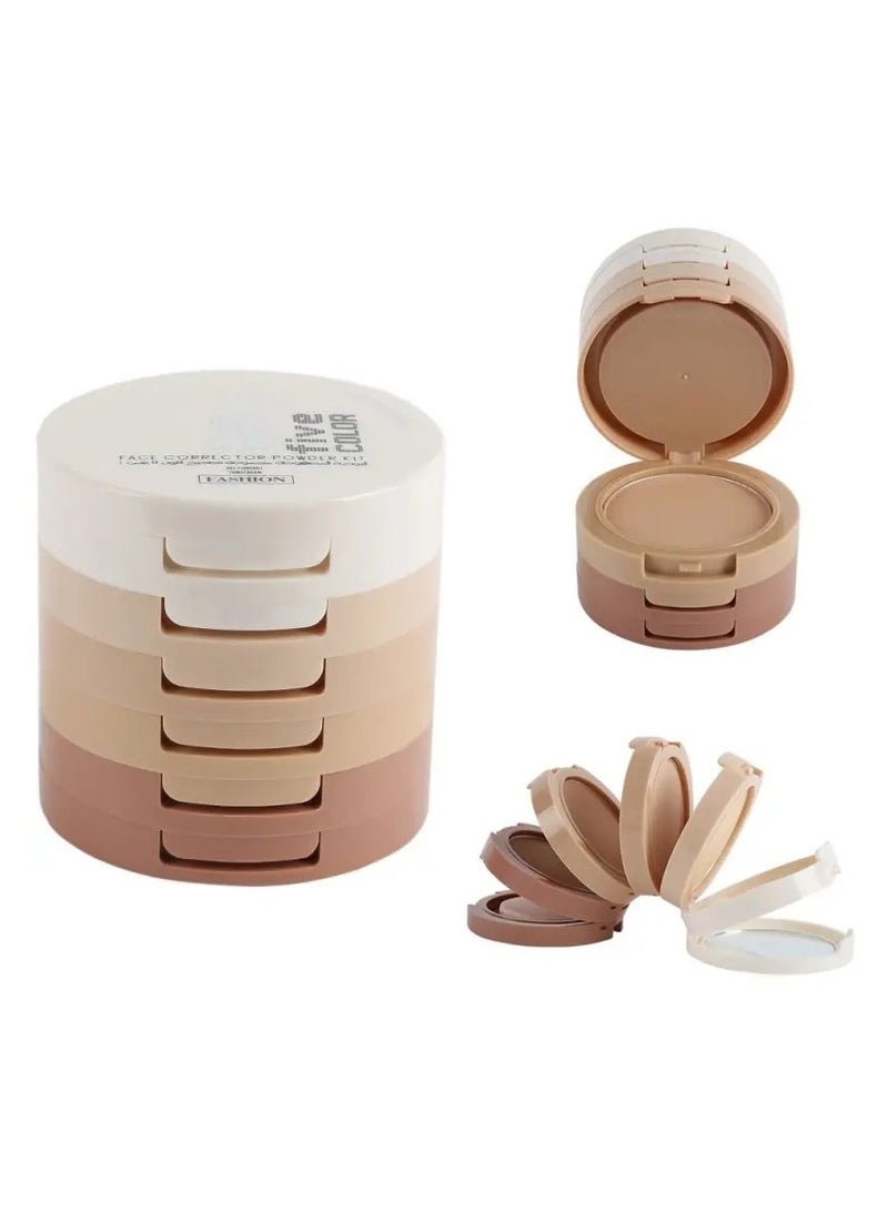 Music Flower بودرة كونسيلر كونتورينغ، 5 ألوان، 5 طبقات من البودرة، تفتيح لون البشرة، بودرة مكياج للتحكم في الزيت، بودرة تثبيت حرة - Image 1