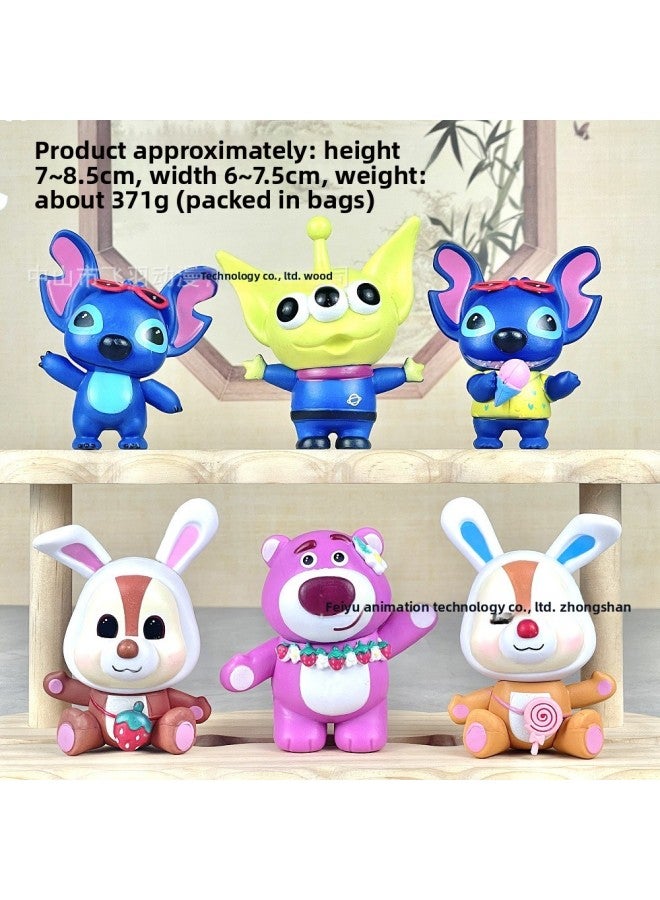 Loquat Swim Stitch Hand-held  Stitch Doll Blind Box Twisted Egg Doll Machine Ornaments Generation-Color:6 Styles-bunny Stitch-bag - Image 1