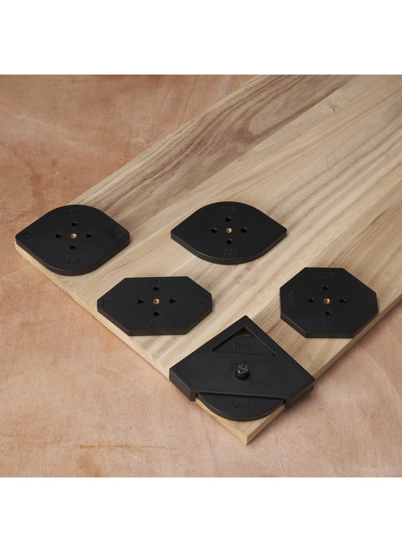 HERMIT TOOLS HERMIT TOOLS Pack of 6 Corner Jig Template for RouterTrimmer R5 R10 R15 R20 R25 R30 R35 R40 R45 R50 T5 T10 T15 T20 T25 T30 T35 T40 Half Round Corner Radius Quickjig 18 Different Radius Set 