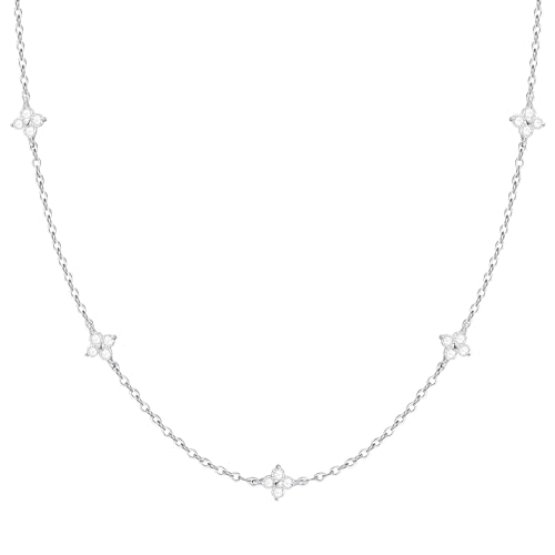 FUNEIA Dainty Silver Gold Necklaces for Women Trendy Non Tarnish 14K Gold Plated Cubic Zirconia Necklace Layered Cute Butterfly Heart Station Choker Necklace Stack for Wedding Prom Brides Jewelry - Image 1