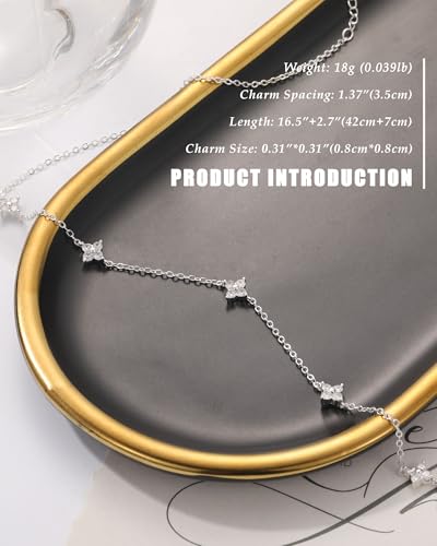 FUNEIA Dainty Silver Gold Necklaces for Women Trendy Non Tarnish 14K Gold Plated Cubic Zirconia Necklace Layered Cute Butterfly Heart Station Choker Necklace Stack for Wedding Prom Brides Jewelry - Image 4