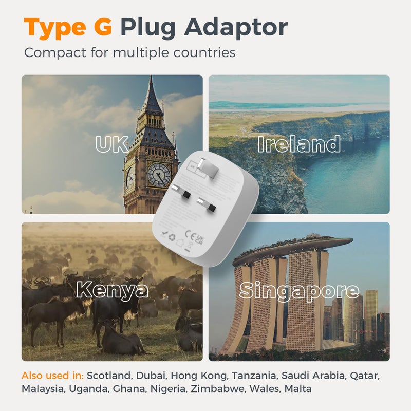 TESSAN US to UK Plug Adapter with USB, 4 in 1 American to UK Travel Adapter - Image 2