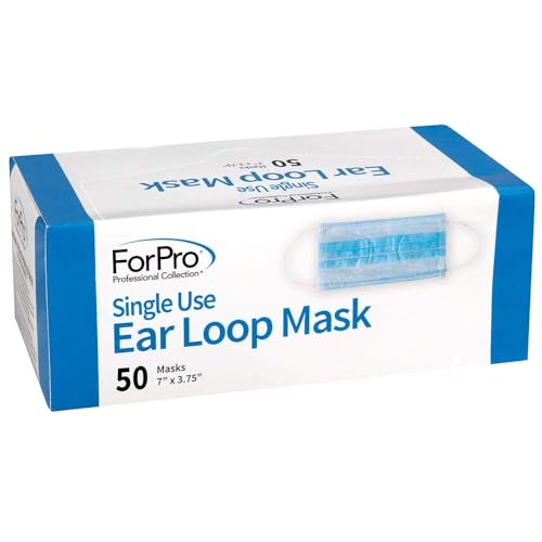 ForPro Professional Collection Single Use Ear Loop Mask, 3-Ply Disposable Non-Woven Face Mask, Latex-Free, Fiberglass-Free, Protects Against Pollen, Dust, 50-Count - Image 2