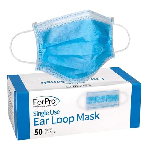 ForPro Professional Collection Single Use Ear Loop Mask, 3-Ply Disposable Non-Woven Face Mask, Latex-Free, Fiberglass-Free, Protects Against Pollen, Dust, 50-Count - Image 1