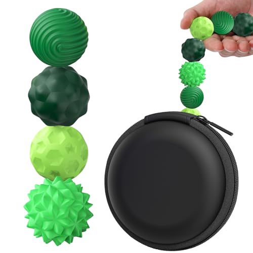 BUSOHA Silicone Fidget Balls 4 Pack Silicone Stress Relief Balls Stone for Adults Sensory Travel Toys for CalmingStressAutism and ADHDGifts for Teens AdultsGreen - Image 1