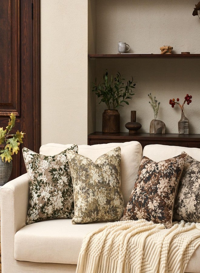 Yangest Neutral Floral Pillow Cover 20 x 20 Inches, Vintage Chenille Square Throw Pillow Cover Soft Decorative Farmhouse Accent Couch Pillow Cover for Living Room Bedroom, Grey - Image 5