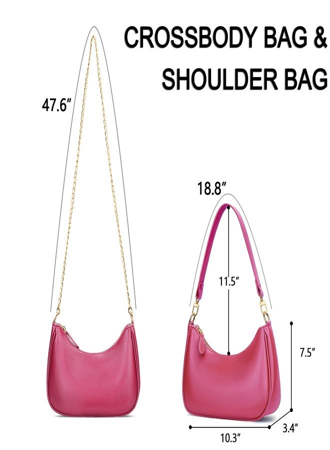 KKXIU Shoulder Bag for Women Cute Hobo Purses and Handbags Retro Clutch Underarm Purse, Rosered, Medium, Fashion - Image 5