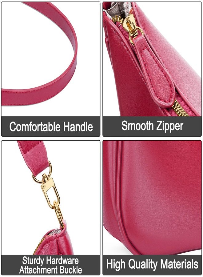 KKXIU Shoulder Bag for Women Cute Hobo Purses and Handbags Retro Clutch Underarm Purse, Rosered, Medium, Fashion - Image 4