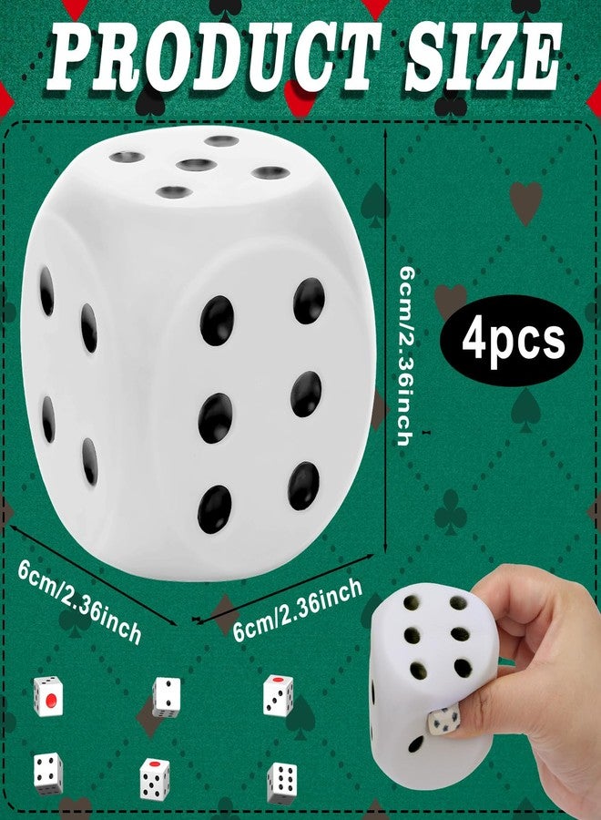 HEYTIMI 4 PCS Jumbo Foam Dice - 2.36 Inch Soft 6 Sided Stress Relief Squeeze Game Dice for Family Fun, Classroom Activities, and Party Supplies (White) - Image 2
