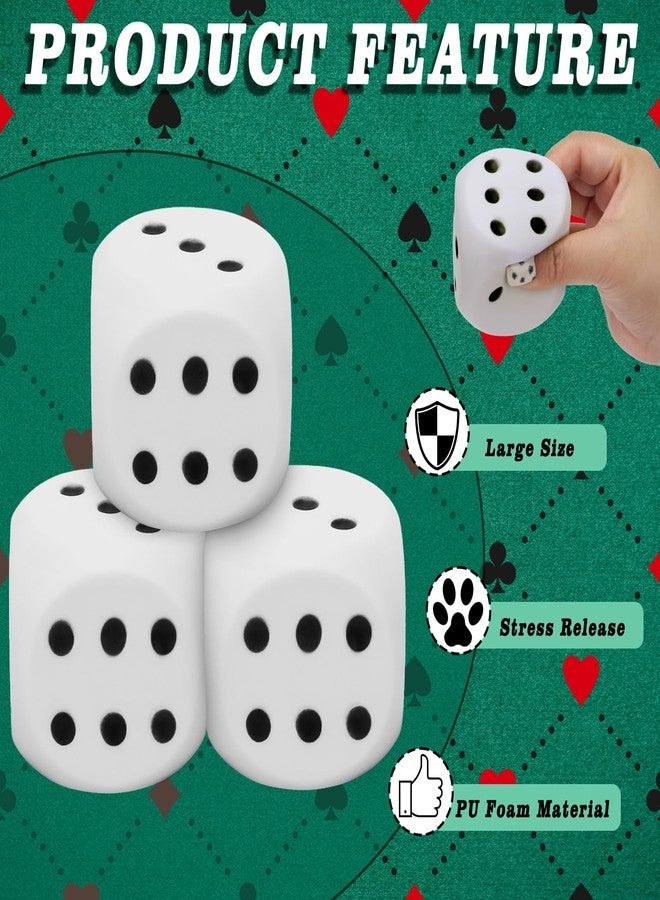 HEYTIMI 4 PCS Jumbo Foam Dice - 2.36 Inch Soft 6 Sided Stress Relief Squeeze Game Dice for Family Fun, Classroom Activities, and Party Supplies (White) - Image 3