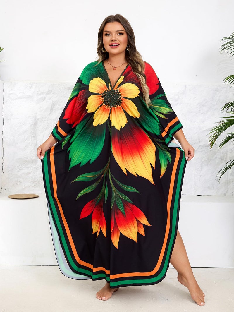 KEYLORTING Kaftan Dress for Women - Plus Size Caftan Maxi Beach Dress Moo Moos Loungewear, Swimsuit Cover Up for Beach, Pool or Vacation - Image 5