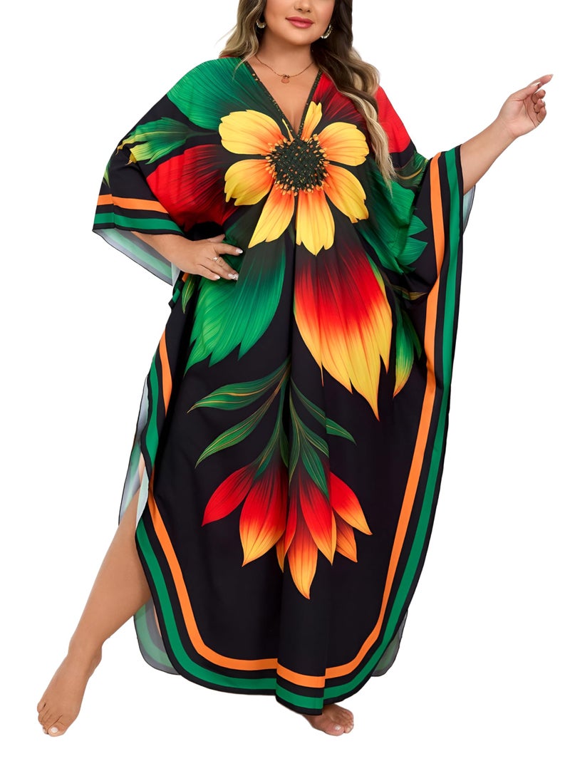 KEYLORTING Kaftan Dress for Women - Plus Size Caftan Maxi Beach Dress Moo Moos Loungewear, Swimsuit Cover Up for Beach, Pool or Vacation - Image 1