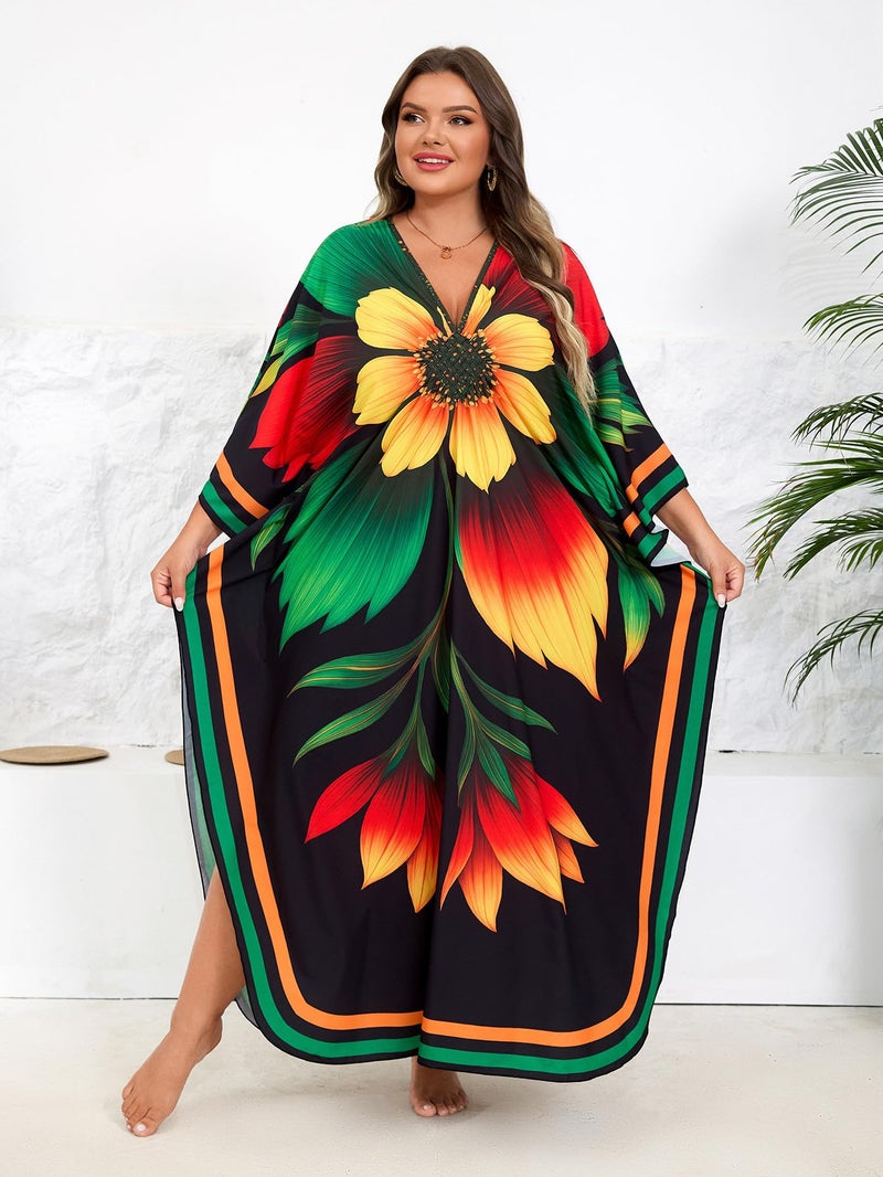 KEYLORTING Kaftan Dress for Women - Plus Size Caftan Maxi Beach Dress Moo Moos Loungewear, Swimsuit Cover Up for Beach, Pool or Vacation - Image 3