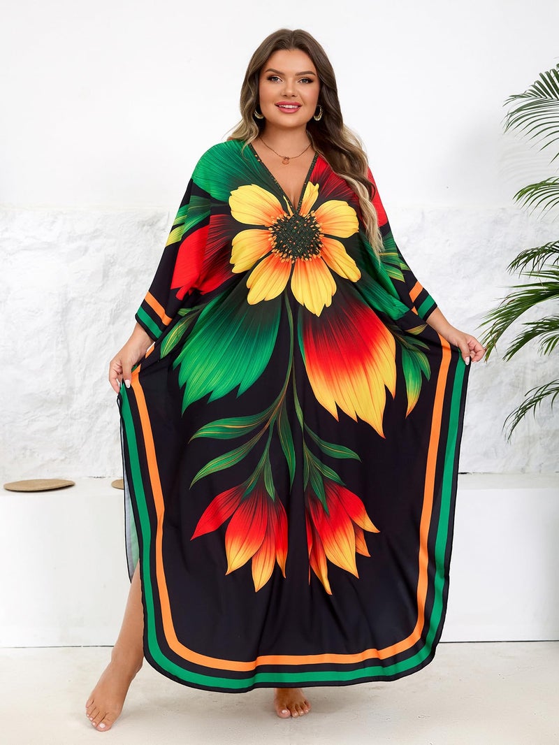 KEYLORTING Kaftan Dress for Women - Plus Size Caftan Maxi Beach Dress Moo Moos Loungewear, Swimsuit Cover Up for Beach, Pool or Vacation - Image 2