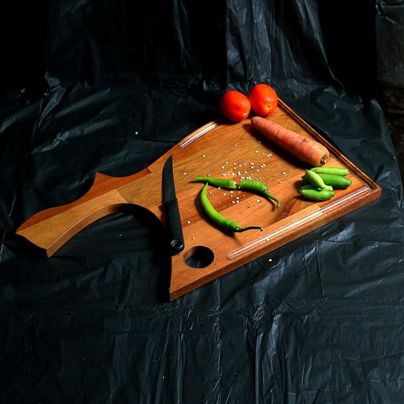 Puffin Multipurpose Teak Wood Indian Walnut CuttingChoppingFoodGrade Vegetable Chopping Board - Image 1