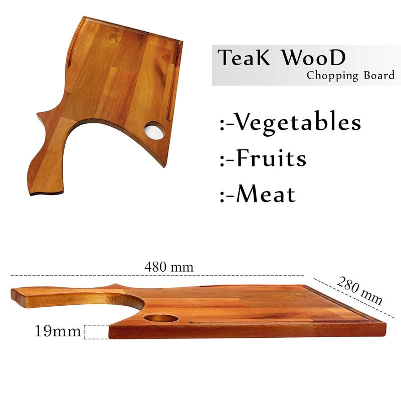 Puffin Multipurpose Teak Wood Indian Walnut CuttingChoppingFoodGrade Vegetable Chopping Board - Image 4