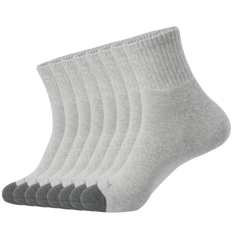 WANDER Men's Athletic Ankle Socks 3-8 Pairs Thick Cushion Running Socks for Men&Women Cotton Socks 7-9/9-12/12-15 (8 Pair Grey, Shoe Size: 13-15) - Image 1