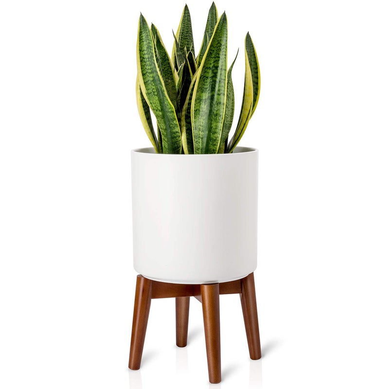 Mkono Plant Stand Mid-Century Modern Indoor (Plant and Pot NOT Included) Flower Holder Home Decor, Brown - Image 1