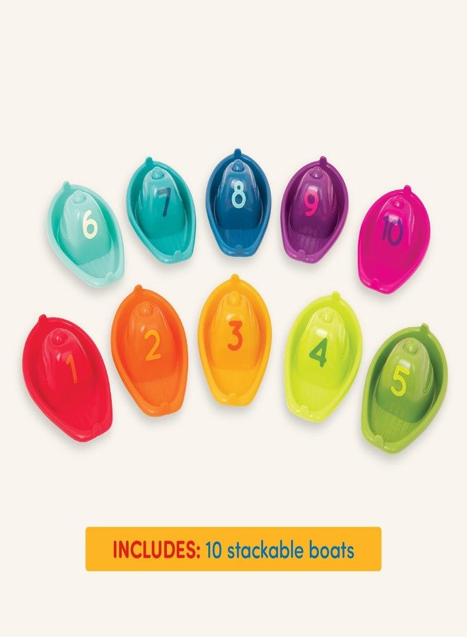 Battat - 10 Stackin' Bath Boats - Numbered & Stackable Bathtime - Floating Toys For The Bath, Pool, Beach - Educational Toys - 6+ Months - Image 4