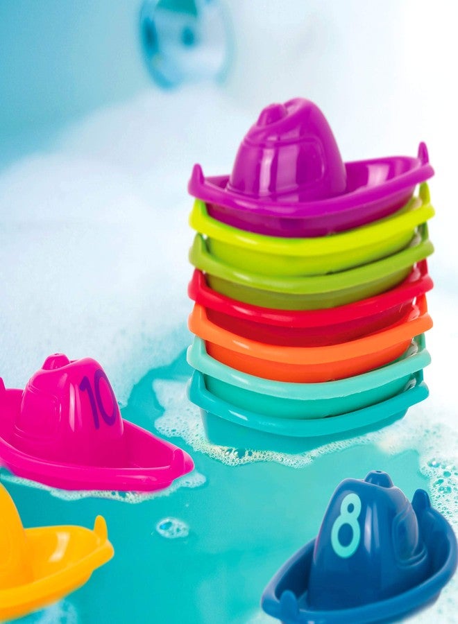 Battat - 10 Stackin' Bath Boats - Numbered & Stackable Bathtime - Floating Toys For The Bath, Pool, Beach - Educational Toys - 6+ Months - Image 2
