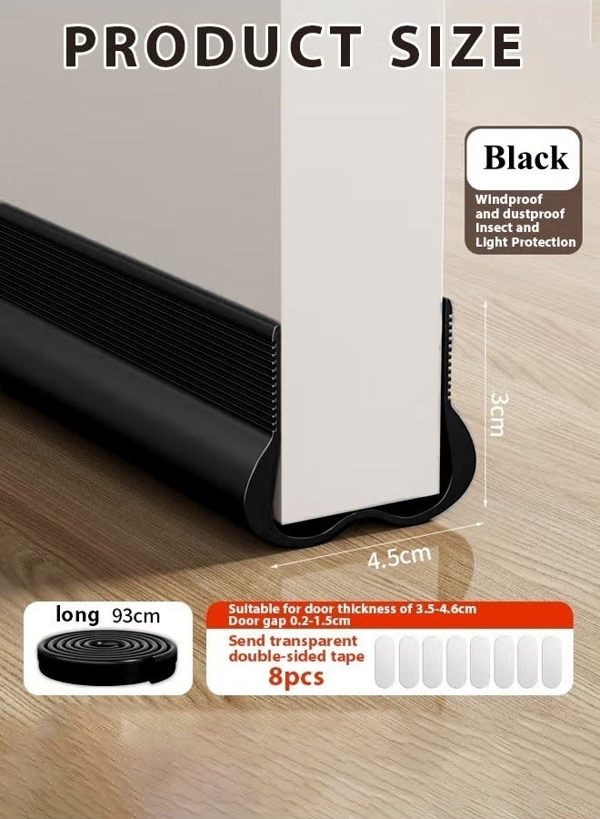 Optico 1/2/3Pcs Door Draft Stopper, 93CM Weather Stripping Door Seal PVC Seal Strip Door Seal Blocker Door Bottom Sealing Strips Door Sweep Under Door Seal Door Sealer for Noise Reduction & Insulation & Anti-insects & Block Light (Black)  - Image 3