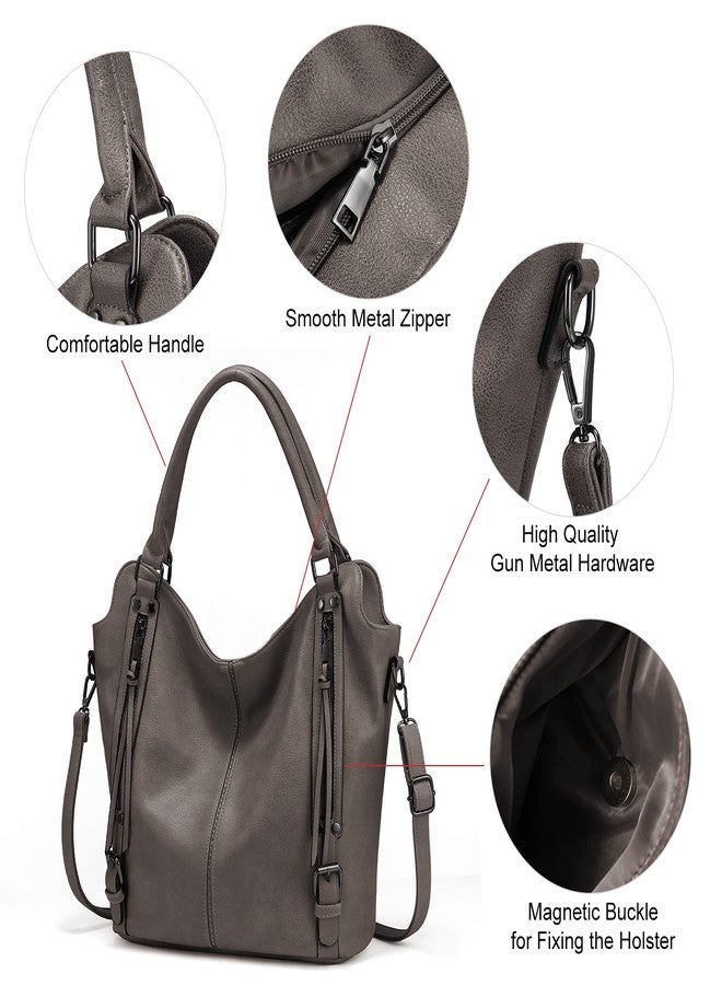 Realer Concealed Carry Hobo Purse for Women Faux Leather Crossbody Shoulder Bags Large Tote Bag with Detachable Holster - Image 2