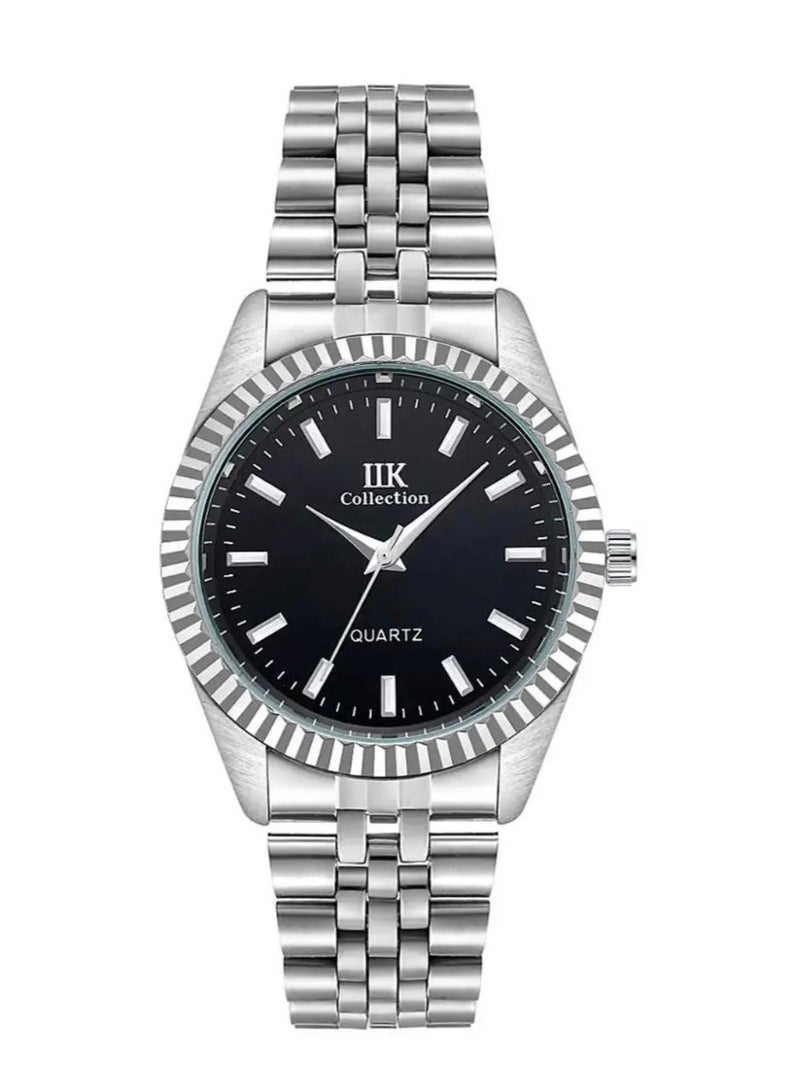 IIK Collection Men's Wrist Watch, Silver Band with Black Dial - Image 1